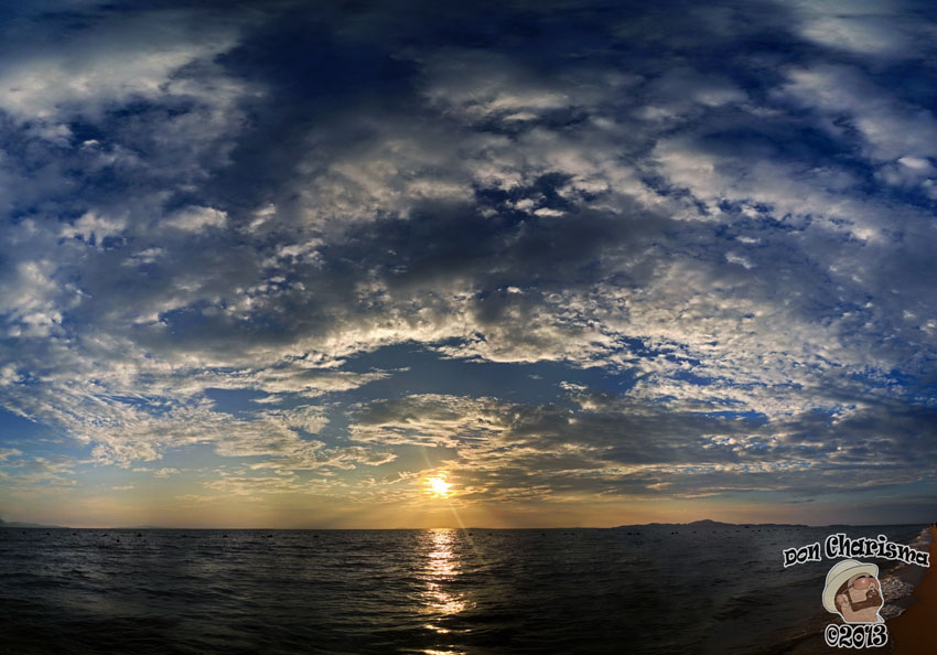 Ocean Sunset Panorama, Huge Sky