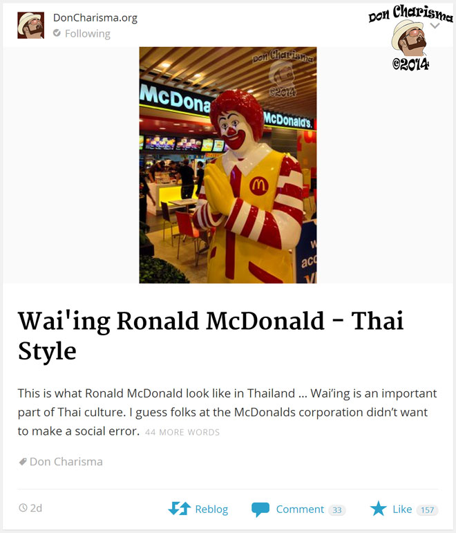 DonCharisma.org-Thai-Ronald-McDonald-In-The-Reader