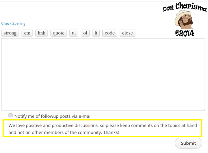 DonCharisma.org-Support-Comments-Box