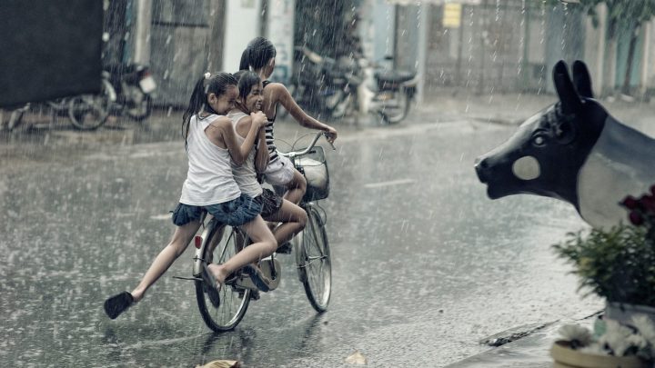 Positive, Positivity, Motivate, Motivation,children,happy,playing,riding,bicycle,rain,plants,pot,street,kids,girls,smile,statue,DON CHARISMA